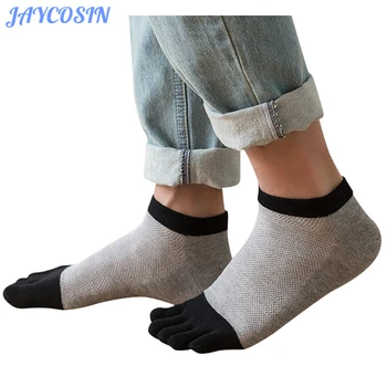 

JAYCOSIN Clothes Women 3 Pair Socks Women Men Cotton Short Socks Solid Anti-Odor Bamboo Fiber Socks Breathable Five-toe Sock 821