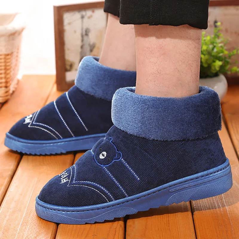 

New Vintage Plush Slippers Men Winter House Fur Shoes Mens Warm Booties Couples Home Slippers Male Bedroom Shoes Slippers Unisex
