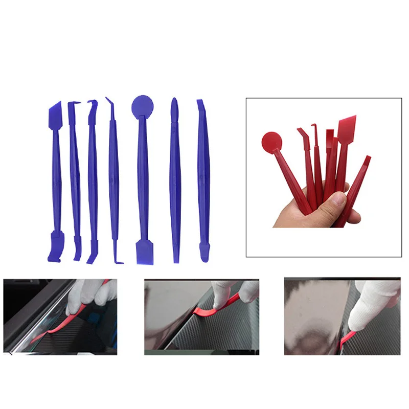 Car Vinyl Edge Trimmer Squeegee Set 8Pcs Felt Edge Scraper Window Tint Tools Carbon Fiber Decal Film Installation Car Accessory Car Wrapping Tools Vinyl Squeegee Window Tinting Squeegee Automotive Film Tools Car Film Scraper Car Vinyl Scraper