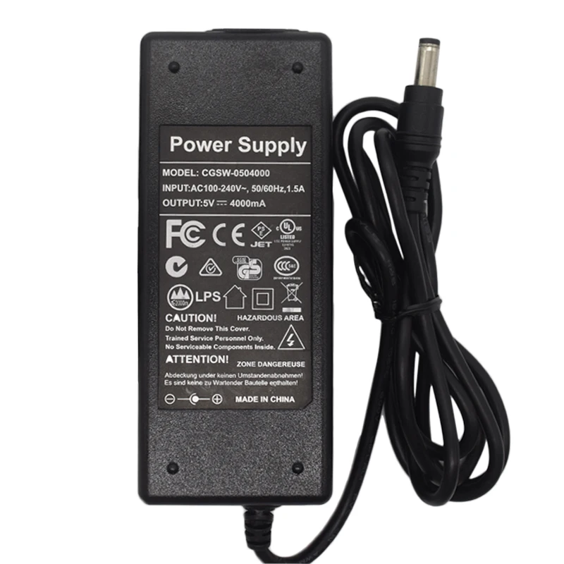 Для CGSW-0504000 Питание адаптер переменного тока Зарядное устройство 5V 4000mA 5,5*2,5 мм черный-б/у