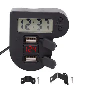 

Waterproof 12V 24V Motorcycle Dual USB Charger With Time Clock LED Voltmeter ON OFF Switch Power Adapter for Mobile Phone GPS
