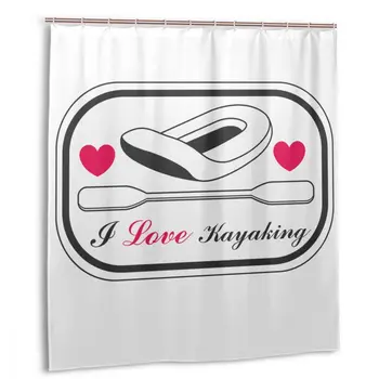 

CHARM HOME I Love Kayaking Shipping Boating Plastic Shower Curtain 66x72 In Customized Bathroom Decorative Waterproof Polyester