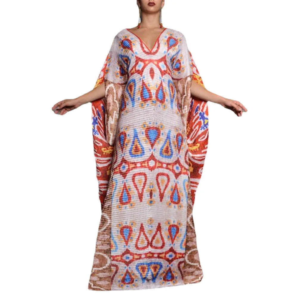 Lady Hijab Dress Large Size Loose Muslim Dress Islamic Dress 2021 Summer New Print Leisure Dubai Abaya Middle East Ethnic Style