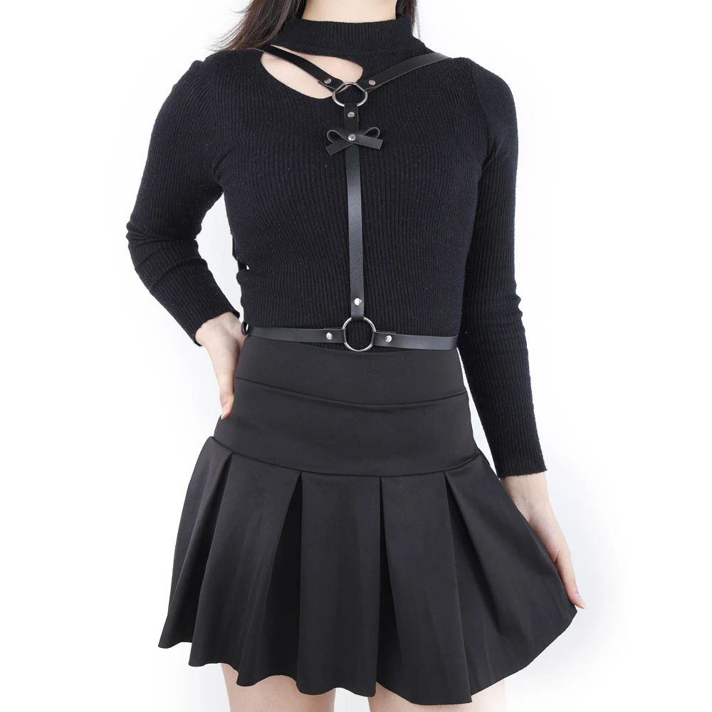 

Sexy Leather Harness Belt For Women Street bow-knot Chest Strap Waist Body Bondage Cage Belts Adjustable Restraints Suspender