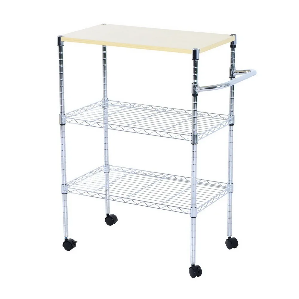  3 Layers Kitchen Multi-functional Trolleys Cart 4 Wheels Cart Wagon Kitchen Cart Sturdy Board Dinin - 4000182303845