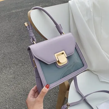

Mini PU Leather Contrast Color Shoulder Messenger Bags for Women New Fashion Summer Female Handbags Cute Ladies' Travel Tote Bag