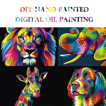 

50x40cm Oil Painting By Numbers Animals Pictures Oil Painting DIY Linen Coloring By Numbers For Living Room Wall Art Home Deacor