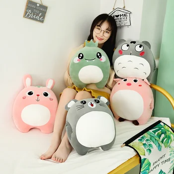 

40*30cm Soft Animal Hand Warm Plush Toys Cute Totoro Pig Dinosaur Rabbit Stuffed Soft Pillow Winter Hand Wram Kids Birthday Gift