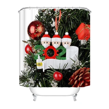 

Merry Christmas Shower Curtain Red Reindeer Santa Claus Custom Fashion Hide and Seek Shower Curtain Polyster TB Sale