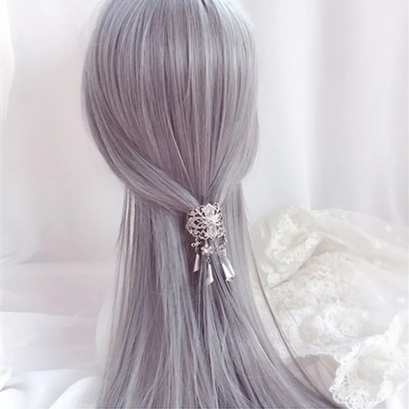 Retro Hollow Alloy Hair Clips for Women Hairpins Headwear Crystal Tassel Pendant Hair Pins Claw Accessories Tool