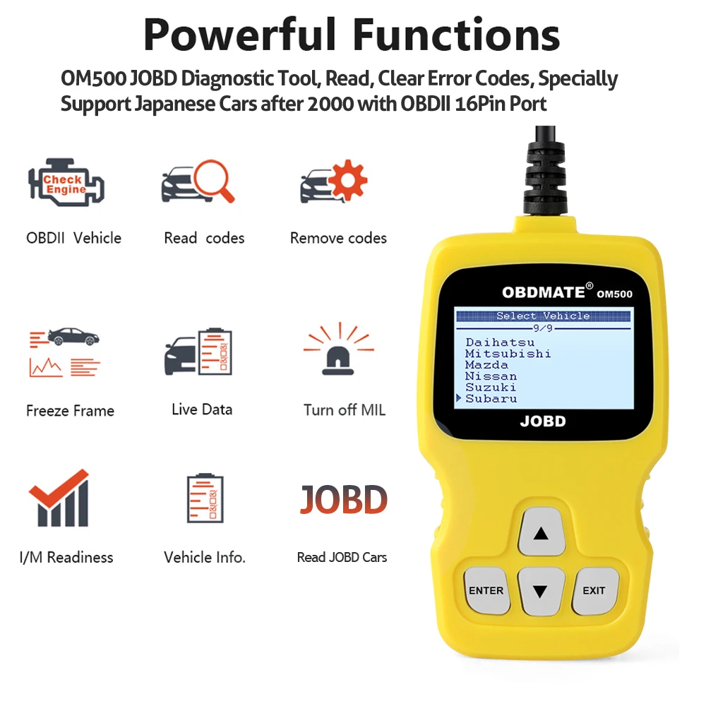 OBD2 сканер автомобильный считывающий чистый двигатель Autophix OM500 ODB2 J1850 автомобильный диагностический инструмент японские автомобили JOBD Автомобильный сканер