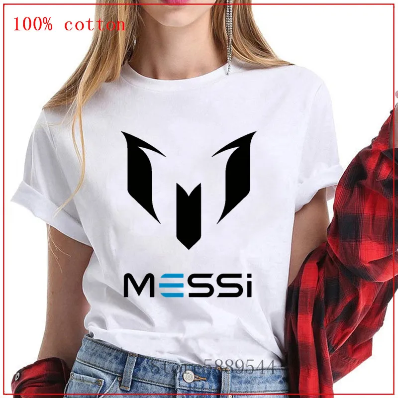 Дешевые 2020 Новые Летние черные футболки MESSI женские Барселона хлопковые для