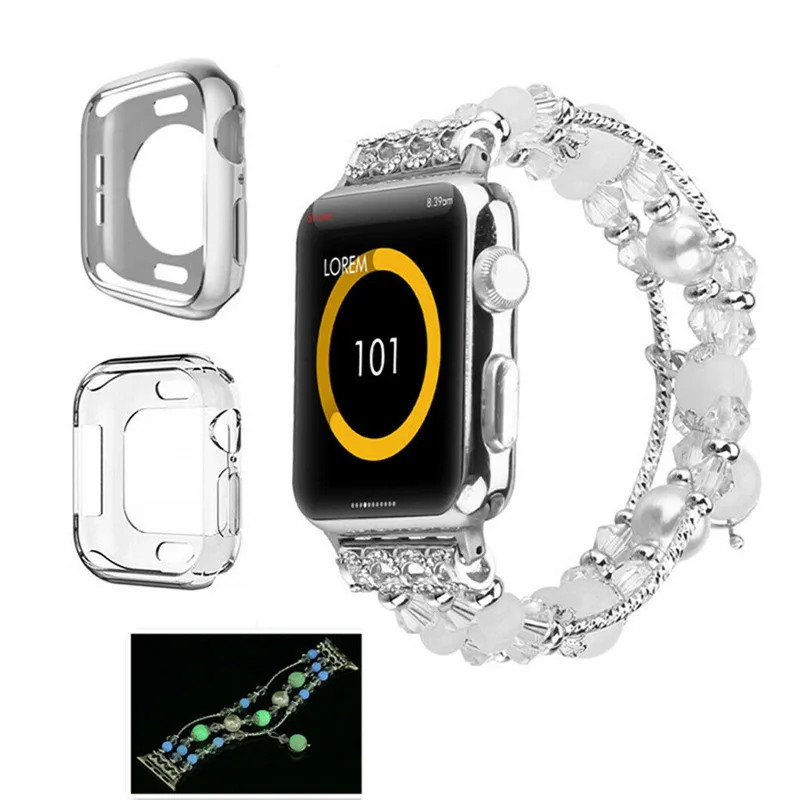Женский ювелирный браслет для Apple Watch ремешок 38 мм 42 мм Агат светящийся для i ремешок для часов 38 мм 42 мм Серия 1 2 3 4 ремешок для часов