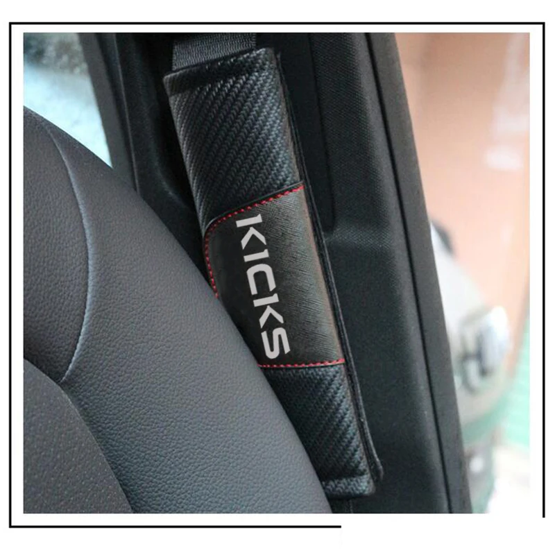Для Nissan Kicks 2 шт. модная карбоновая кожаная накладка для ремня безопасности автомобиля автомобильный ремень безопасности Наплечная накладка автомобильные аксессуары