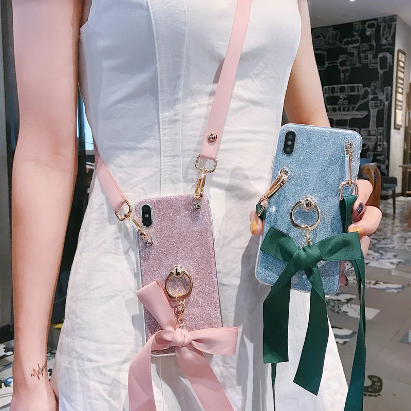 

Ring Stand Holder Case for Lenovo Vibe P2 K3 K4 K5 K6 Power K8 Note Plus Phone Case Cover Glitter Lanyard Bag Bow Case Lenovo K6