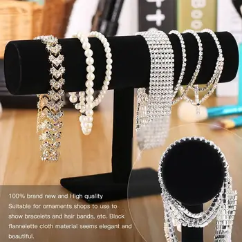 

Black Flannelette Bracelet Chain Watch T-Bar Rack Jewelry Hard Display Stand Holder Jewelry Organizer Hard Display Stand