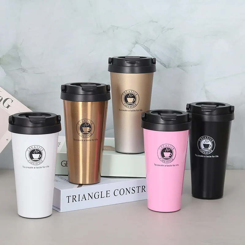 Portable Thermos Coffee Mug 500ml Double Wall Thermo Cup Car Hot Tea Flask Cups 