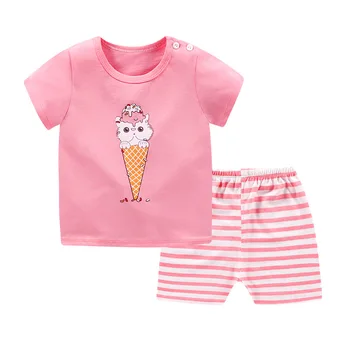 

Girls 0-4-year 2pcs/set Suits Cartoon summer Short Sleeve cotton short-sleeved Children's Sets Girl suit Kids baby clothes