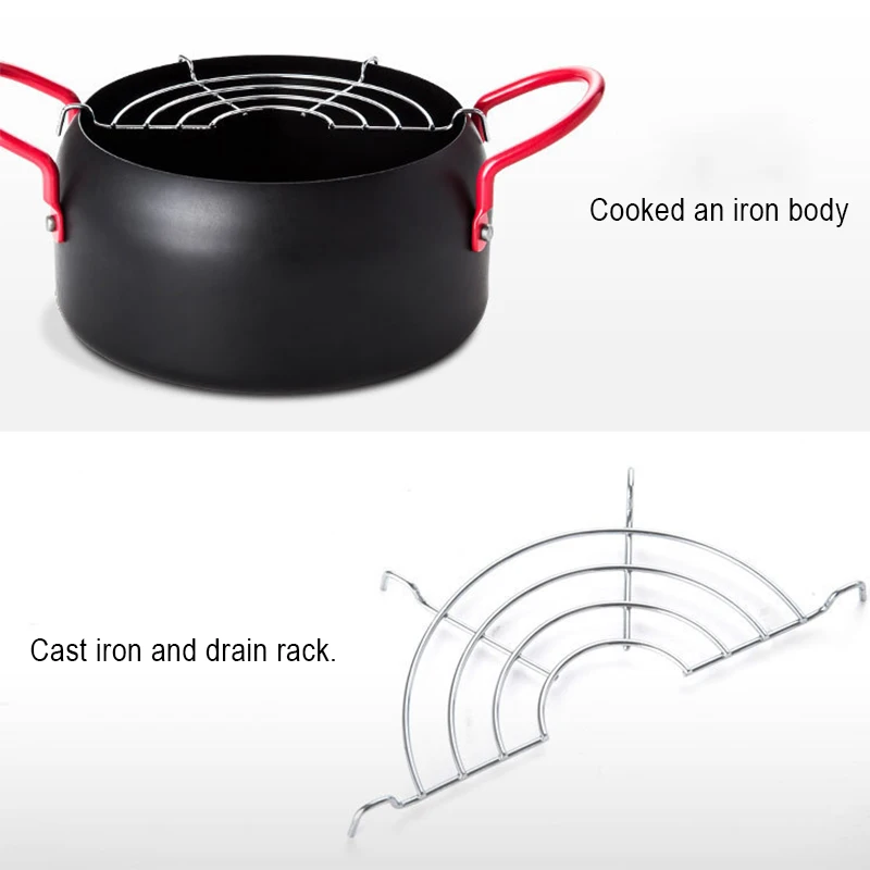 1 шт. фритюрница Портативный Утюг японский бытовой для жарки картофеля фри сковорода с фильтром для газовой плиты