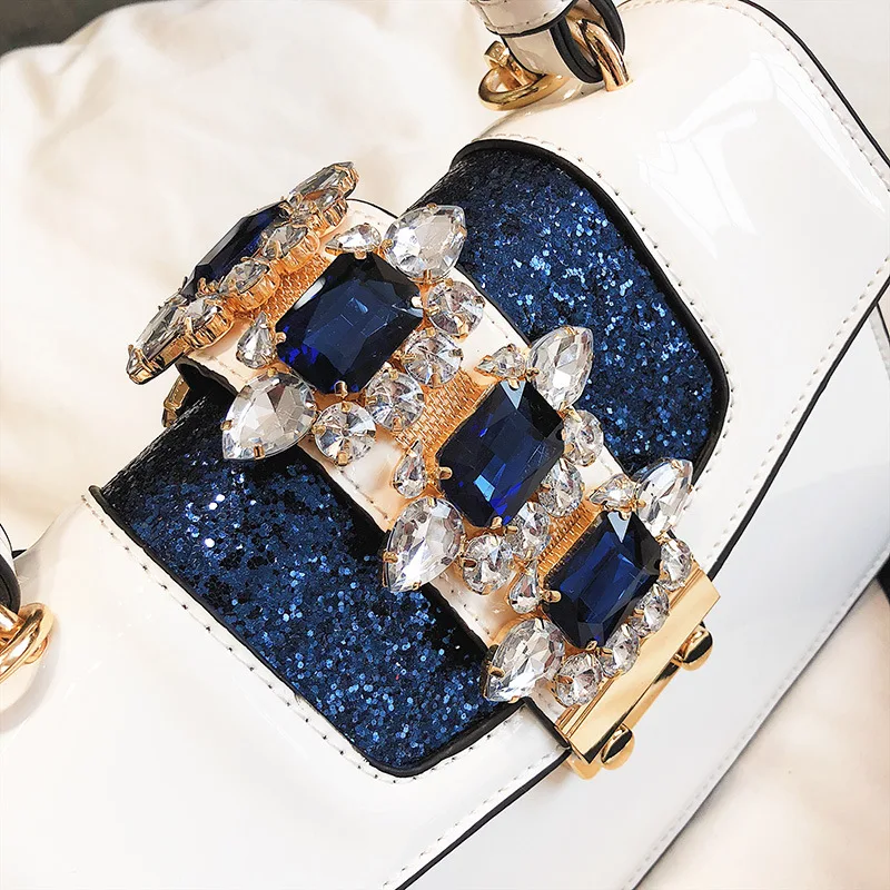 

2018 New Style Fashion Sweet Ladies' Man-made Diamond Square Sling Bag Shoulder Diagonal WOMEN'S Bag