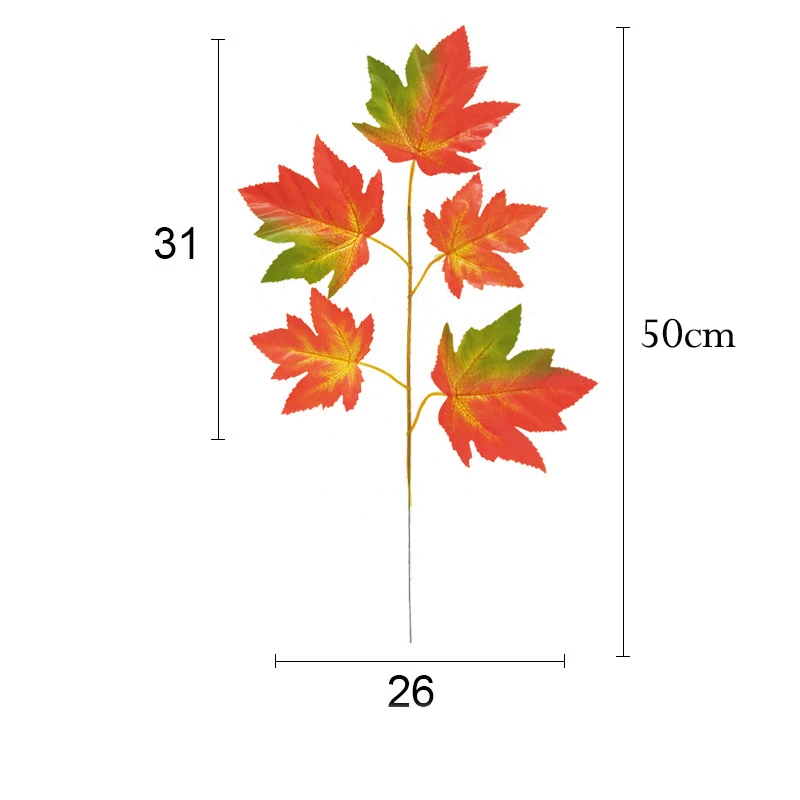 10 шт., 50 см, искусственные кленовые листья, шелковые осенние листья, украшение, большие искусственные ветки деревьев, искусственная Листва растений для дома на Хэллоуин - Цвет: 2