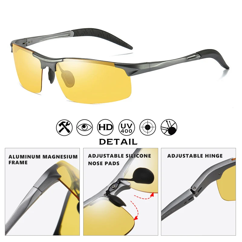 CoolPandas желтые линзы Сменные коричневые фотохромные солнцезащитные очки мужские поляризованные очки ночного видения для вождения Oculos zonnebril heren