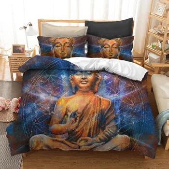 

Buddha Statue 3D Bedding Set Buddhism Duvet Covers Pillowcases Comforter Bedding Sets Bedclothes Bed Linen Buddha Home Textile