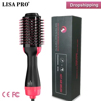 

Lisa Pro 2 in 1 One Step Hair Dryer Brush Hot Air Comb Volumizer Fashion Curler Flat iron Hair Straightener Styling Curling