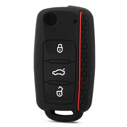 Premium Silicone Car Key Cover Case - Protective Shell (Red)