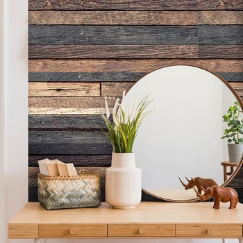 

7pcs set of bathroom kitchen stairs retro wooden wall stickers wallpaper film refurbished wardrobe desktop furniture home decora