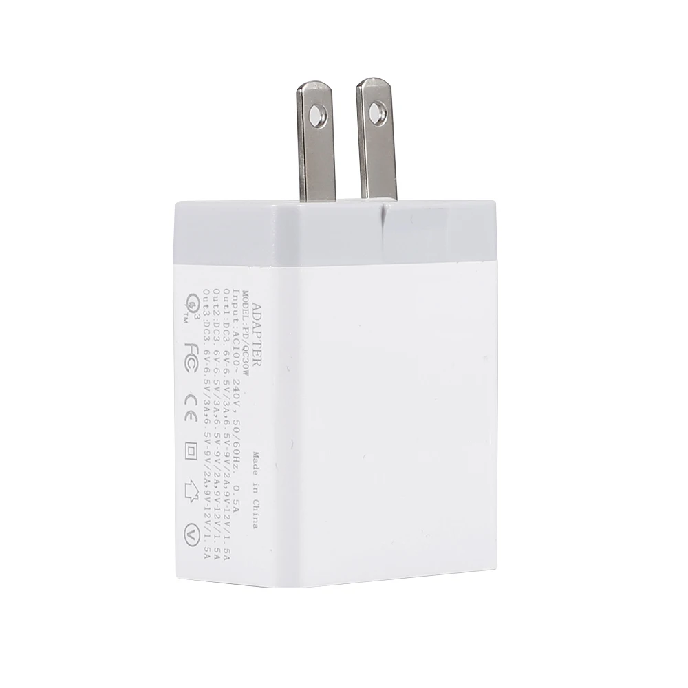 30W Charger 18W PD Charge Port For MacBook Air Pro 5V 2.4A Qc 3.0 Quick Charger For Samsung Huawei Xiaomi Android Phone Charger