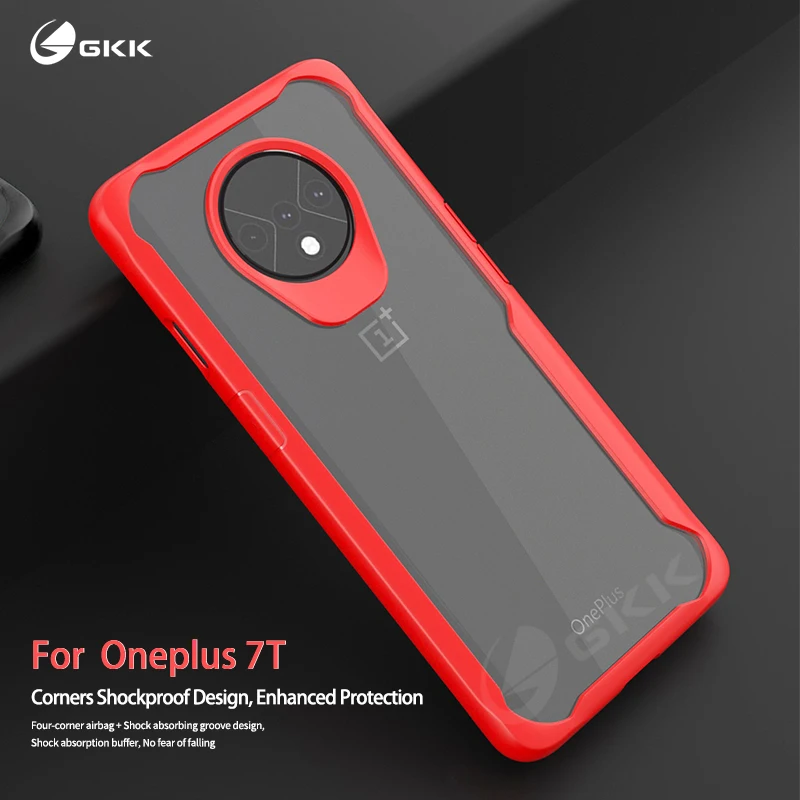GKK Luxury Case for OnePlus 7 7T Pro Transparent Acrylic Back Cover Soft TPU Silicone Edge Anti-knock |