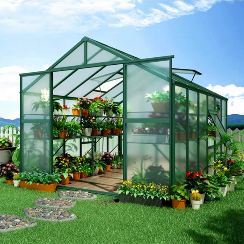 Metal aluminium houses sell small mini low cost frame polycarbonate commercial garden greenhouses green house greenhouse