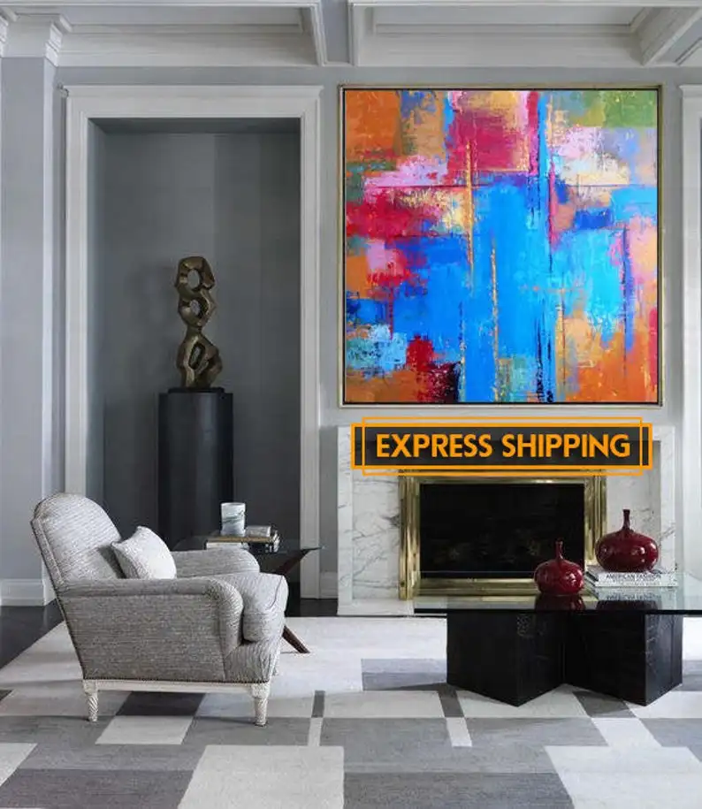 

Abstract Oil Painting Large Oversize Painting Office Painting Colorful Painting Blue Painting Abstract Oil Painting On Canvas