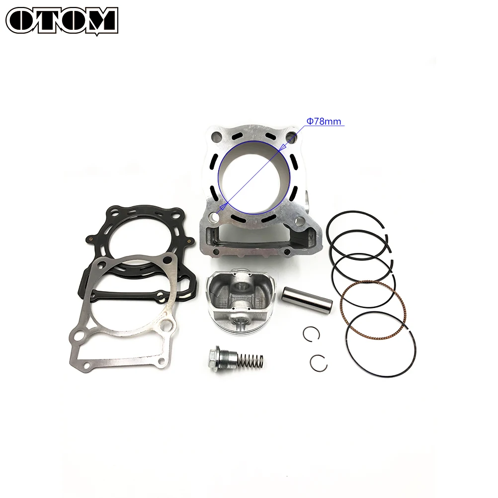 OTOM Cylinder Head & Piston Kit & Gasket Set 78mm Bore for For KAWASAKI KLX250 1993-2018 KLX300 1996-2007