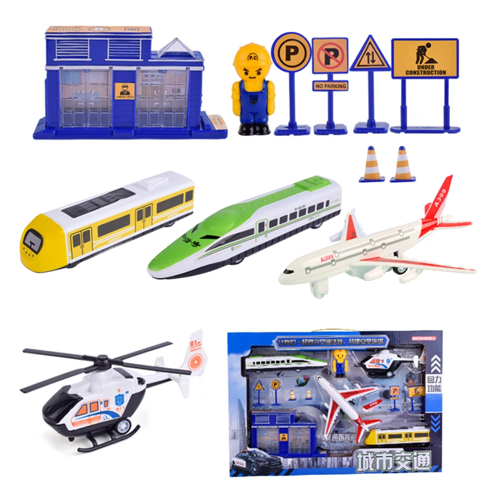 8 видов автомобилей, пластиковые игрушки для моделирования, пожарный самолет, городской транспорт, набор для раннего обучения, подарки для детей - Цвет: As Shown