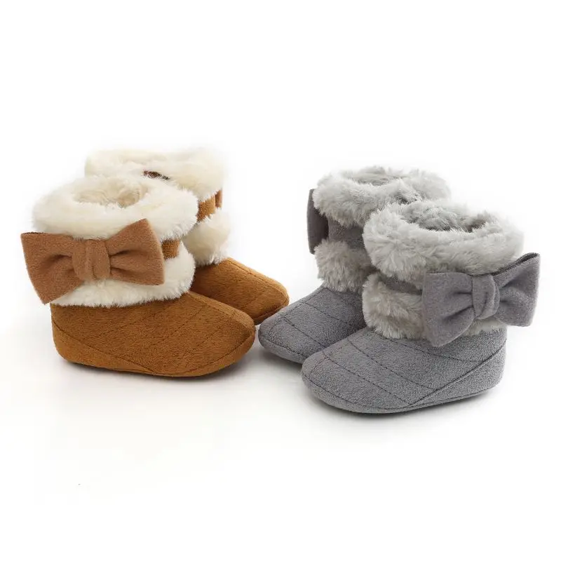 

Snow Boots Winter Baby Girl Half Boots Infant Kids New Soft Bottom Casual Bowknot Shoes First Walkers Newborn Cute Non-slip Shoe