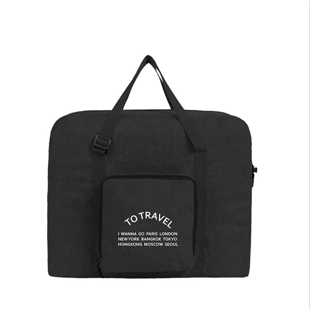 Дорожная сумка для хранения одежды через плечо, водонепроницаемая складная сумка на колесиках - Цвет: Black