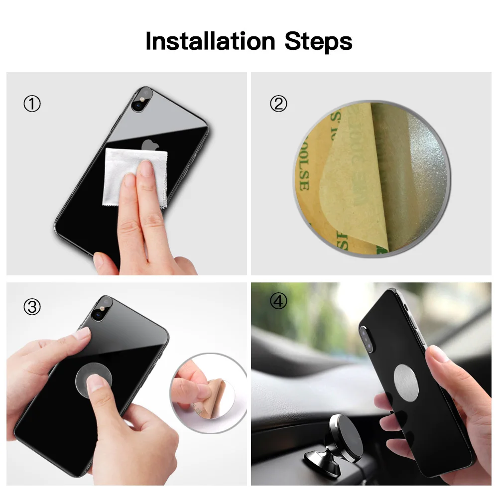 FONKEN Ultra-thin 5pcs Magnetic Metal Plate Car Phone Holder Disk iron Sheet Sticker Strong Magnet For Phone Holder Stand Mount phone holder for car