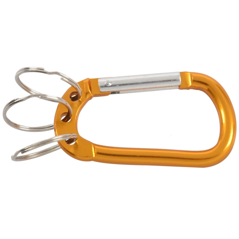 

NEW-Aluminum Carabiner D-ring Hook 3 Split Clip Keychain Orange