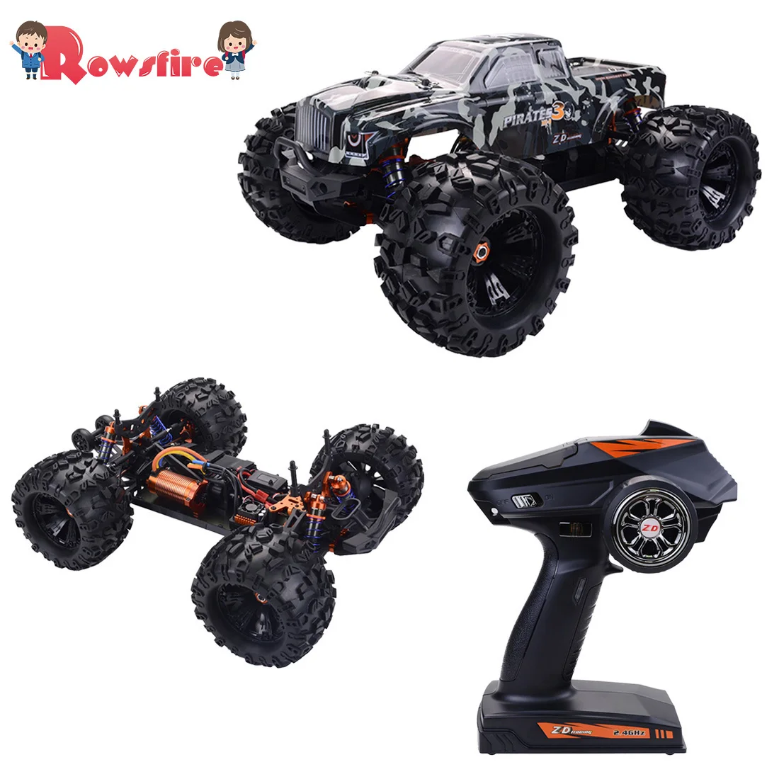 

ZD Racing MT8 Pirates3 1/8 2.4G 4WD 90km/h Brushless Motor RC Car Monster Off-road Truck - Camouflage