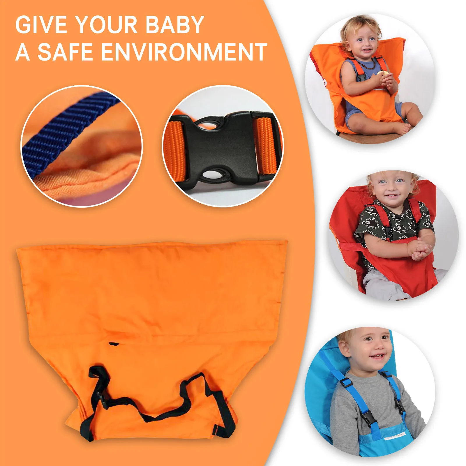 Baby Portable Seat Kids Chair Travel Foldable Washable Infant Lunch Dinning Cover Saftety Belt Feeding High | Мать и ребенок