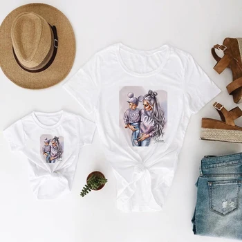 

Family Look Super Mom Love Mother and Daughter Clothes Spring Summer Ulzzang Kids Clothes Cute Printing Design O-Neck T shirt