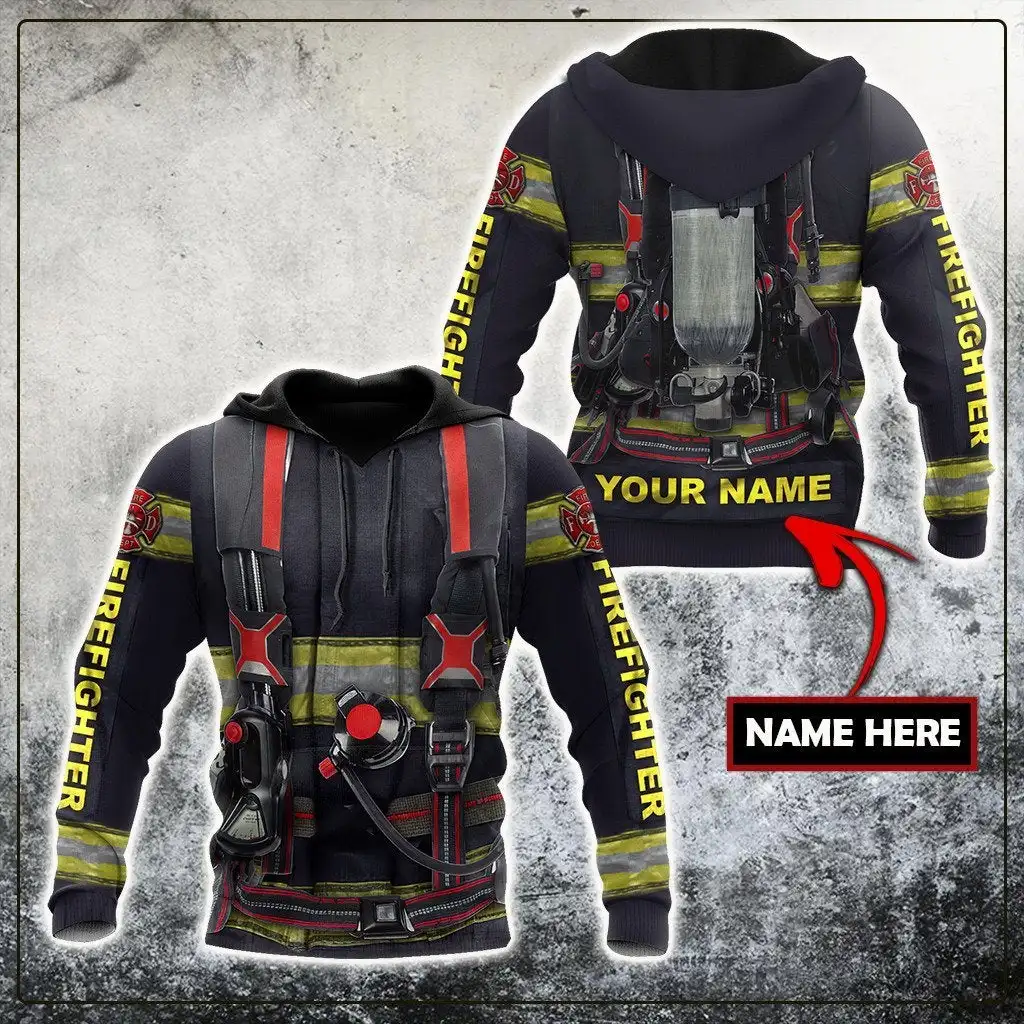 Customize Name Firefighter 3D All Over Printed Men Autumn Hoodie Unisex Hooded sweatshirt Streetwear Casual zipper hoodies DK410