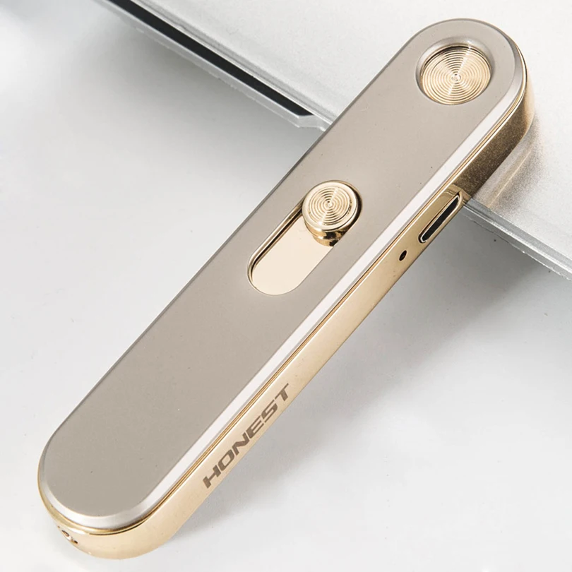 Original Push Up Metal USB Torch Lighter Portable Windproof Plasma Arc Lighter Mini Ultra Thin Cigarette Lighter Gadgets For Men