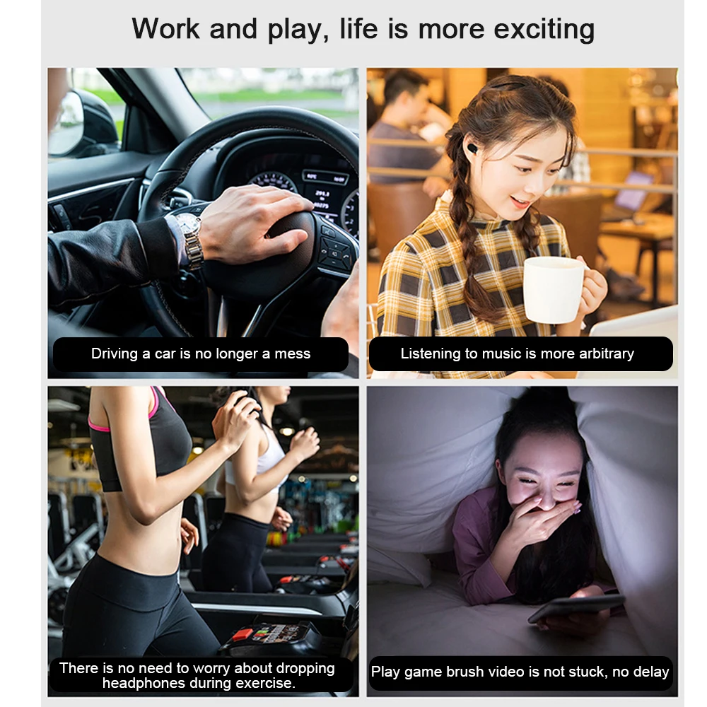 Беспроводные наушники, гарнитура, TWS, Bluetooth 5,0, наушники, HD стерео, шумоподавление, игровые наушники, водонепроницаемые, 350 мАч, внешний аккумулятор