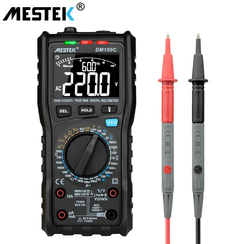MESTEK DM100C 10000 отсчетов ручной/мультиметр с автоматическим переключением диапазонов высокоскоростной умный двойной сердечник VFC переменная частота напряжения мультиметров