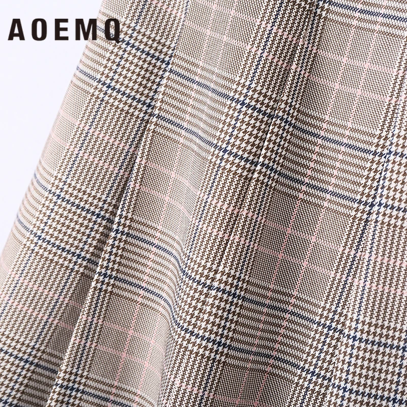 AOEMQ популярные юбки для девочек, японская культура, юбки для школьниц, серые клетчатые юбки с высокой талией, официальная классическая женская одежда