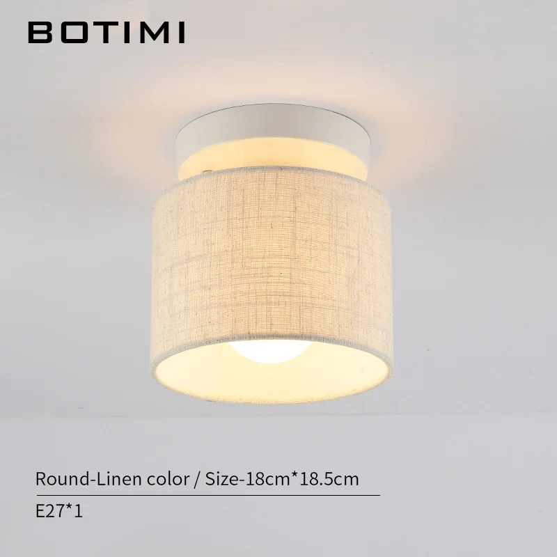 Color as linen BOTIMI круглый тканевый абажур светодиодный потолочный светильник для коридора Lamparas de techo тканевый поверхностный монтаж для помещений E27 Освещение для кухни - Цвет корпуса: Color as linen
