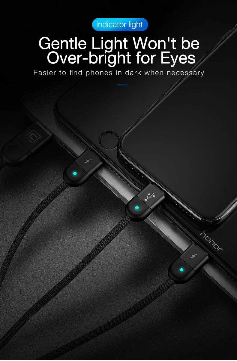 Cafele мульти быстрое зарядное устройство 3 в 1 светодиодный светильник для iPhone Micro type-c для Xiaomi huawei iPhone 11 Pro Max X Xs 8 plus 7 кабель